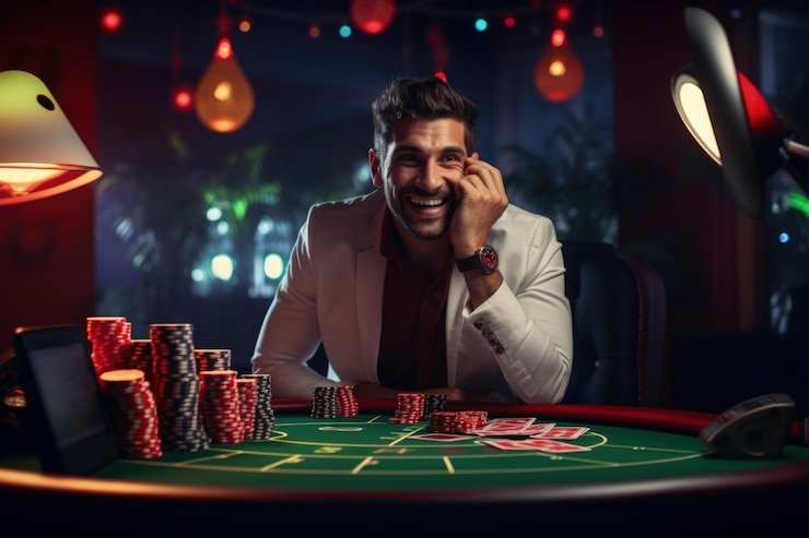 Antarmuka permainan Domino QQ di platform han togel dengan visualisasi kartu domino dan meja taruhan